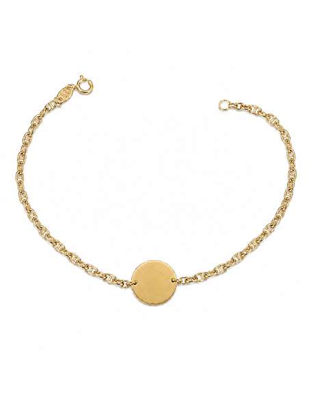 Pulsera para Mujer con Placa Redonda Personalizable - Oro amarillo 18K