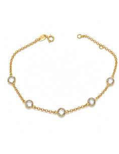 Pulsera para Mujer con 5 Aguamarinas Facetadas - Oro amarillo 18K