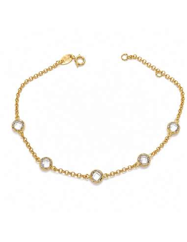 Pulsera para Mujer con 5 Aguamarinas Facetadas - Oro amarillo 18K