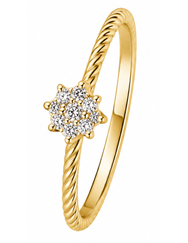 Anillo para Mujer Rosetón con Circonitas - Oro Amarillo 18K