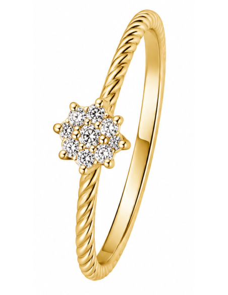 Anillo para Mujer Rosetón con Circonitas - Oro Amarillo 18K