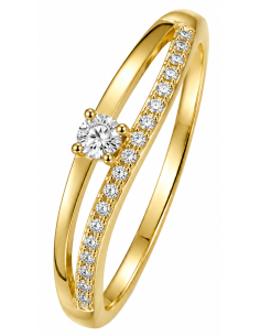 Anillo para Mujer con circonitas Brillantes - Oro Amarillo 18K