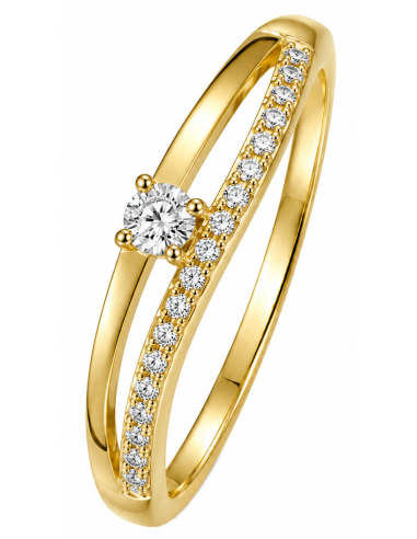 Anillo para Mujer con circonitas Brillantes - Oro Amarillo 18K