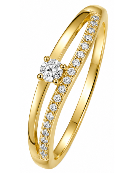 Anillo para Mujer con circonitas Brillantes - Oro Amarillo 18K