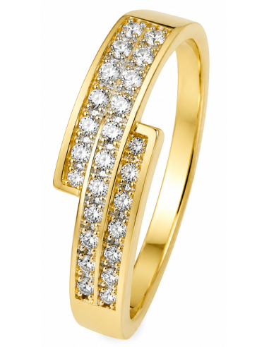 Anillo para Mujer con Cristales y Circonitas - Oro Amarillo 18K