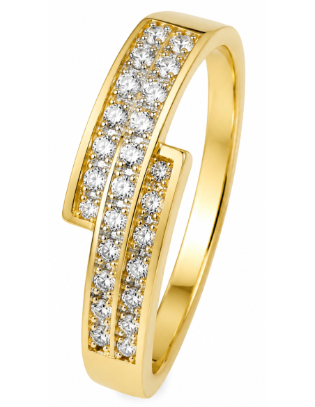 Anillo para Mujer con Cristales y Circonitas - Oro Amarillo 18K