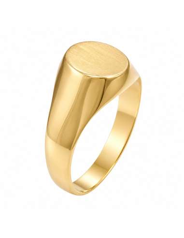 Sello de Oro para caballero Hueco con Cabeza Ovalada Satinada - Oro Amarillo 18k