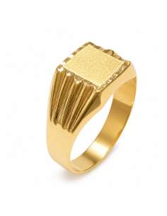 Sello de Oro para caballero Hueco con Cabeza Cuadrada Satinada y Hombros Acanalados  - Oro Amarillo 18k