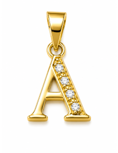 Colgante  Letra A con Circonitas - Oro Amarillo 18K