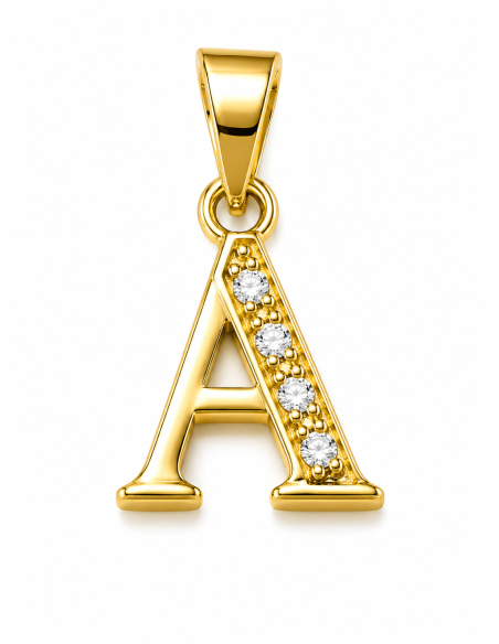 Colgante  Letra A con Circonitas - Oro Amarillo 18K