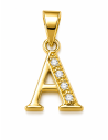 Colgante  Letra A con Circonitas - Oro Amarillo 18K