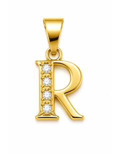 Colgante  Letra R con Circonitas - Oro Amarillo 18K