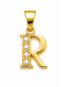 Colgante  Letra R con Circonitas - Oro Amarillo 18K