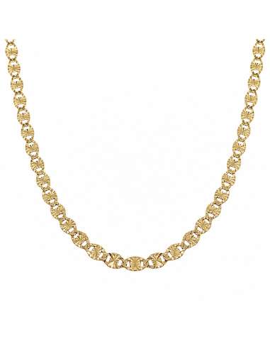 Cadena con Eslabones Ovalados Tallados 1.40 mm - Oro Amarillo 18k