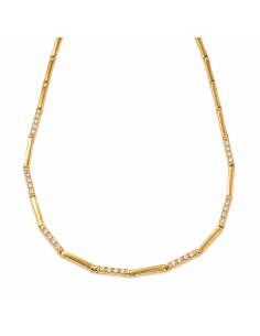 Collar para Mujer con Barras y Circonitas - Oro amarillo 18K