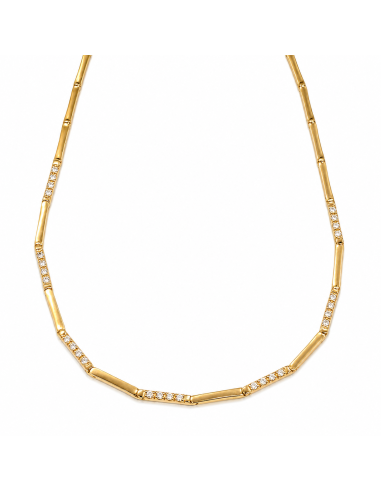 Collar para Mujer con Barras y Circonitas - Oro amarillo 18K