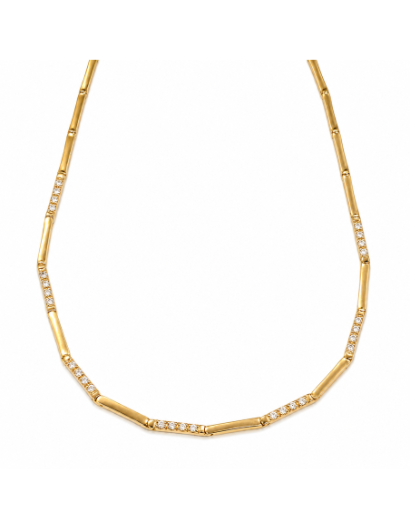 Collar para Mujer con Barras y Circonitas - Oro amarillo 18K