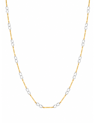 Collar para Mujer con Eslabones Ovalados - Oro amarillo y Blanco 18K