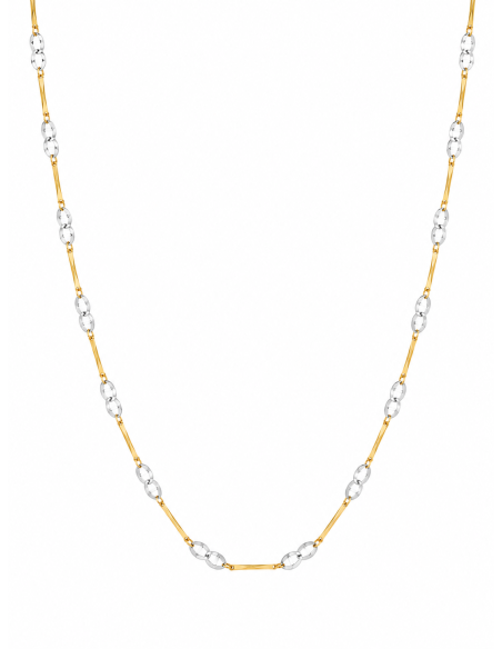 Collar para Mujer con Eslabones Ovalados - Oro amarillo y Blanco 18K