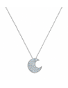Collar para Mujer con Luna y Circonitas Aguamarina - Oro Blanco 18K