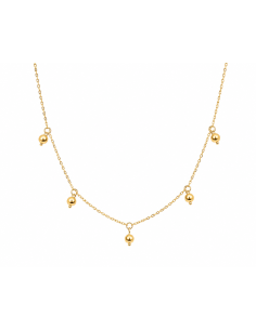 Collar para Mujer con Cinco Bolitas Colgantes - Oro Amarillo 18K