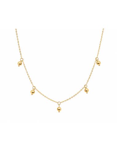 Collar para Mujer con Cinco Bolitas Colgantes - Oro Amarillo 18K