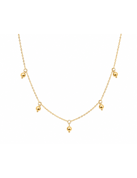 Collar para Mujer con Cinco Bolitas Colgantes - Oro Amarillo 18K