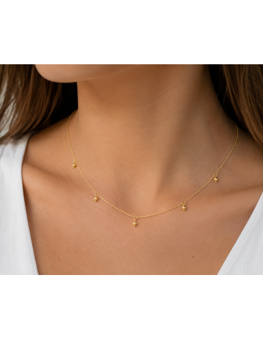 Gargantilla Oro 18K con Cinco Bolitas Colgantes