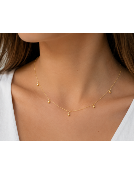 Gargantilla Oro 18K con Cinco Bolitas Colgantes