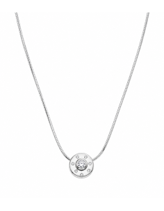 Collar para Mujer con Colgante Circular y Diamantes - Oro Blanco 18K