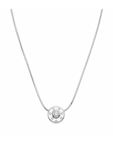Collar para Mujer con Colgante Circular y Diamantes - Oro Blanco 18K