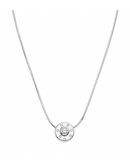 Collar para Mujer con Colgante Circular y Diamantes - Oro Blanco 18K