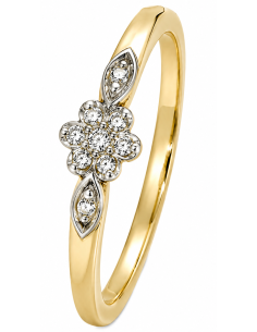 Anillo para Mujer Bicolor Flor con Circonitas - Oro Amarillo 18K
