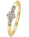 Anillo para Mujer Bicolor Flor con Circonitas - Oro Amarillo 18K