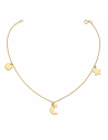 Tobillera para Mujer con Luna, Estrellas y Chapa para Grabar - Oro Amarillo 18K