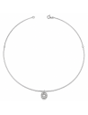 Collar para Mujer con Rígida Articulada con Colgante Circular de Circonitas - Oro Blanco 18K