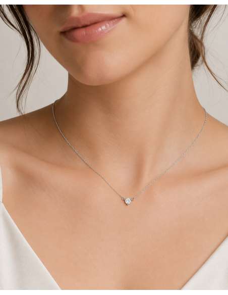 Gargantilla Oro Blanco 18K Diamante 0,20 ct