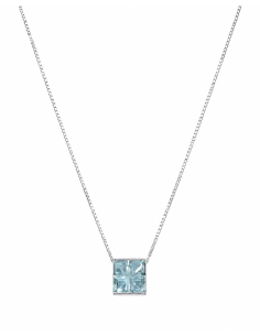 Collar para Mujer con Topacio Azul Cuadrado - Oro Blanco 18K