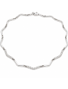 Collar para Mujer con formas onduladas y circonitas - Oro Blanco 18K