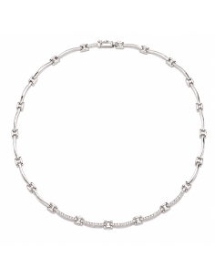 Collar para Mujer Articulada con Circonitas - Oro Blanco 18K