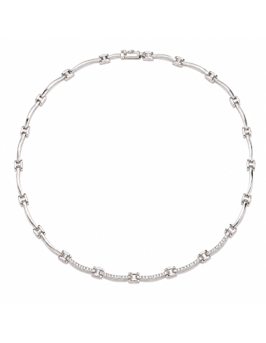 Collar para Mujer Articulada con Circonitas - Oro Blanco 18K