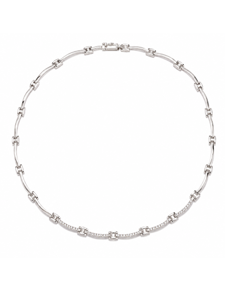 Collar para Mujer Articulada con Circonitas - Oro Blanco 18K