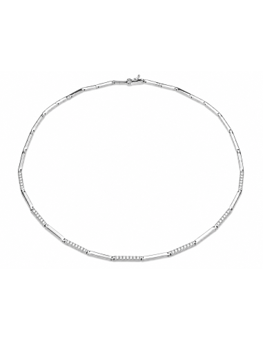 Collar para Mujer Articulada con Circonitas - Oro Blanco 18K