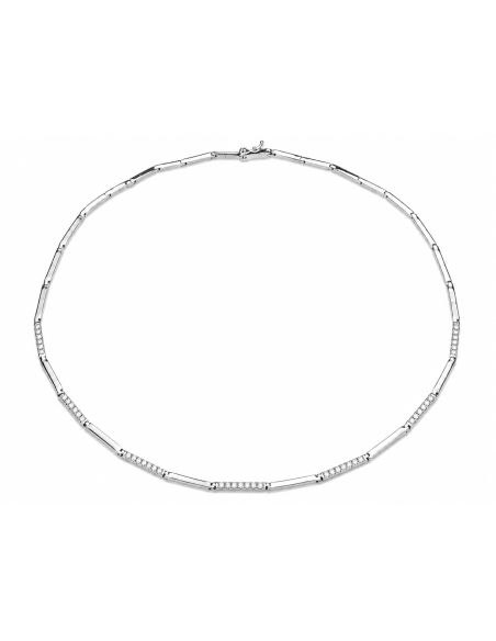 Collar para Mujer Articulada con Circonitas - Oro Blanco 18K
