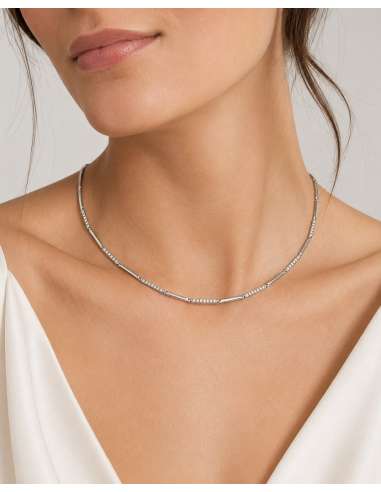 Gargantilla  Articulada con Circonitas Oro Blanco 18K