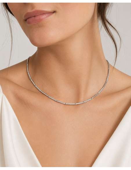 Gargantilla  Articulada con Circonitas Oro Blanco 18K