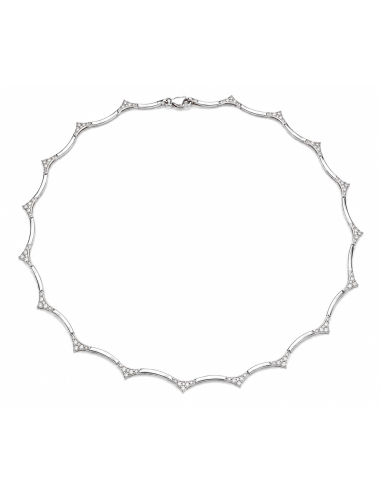 Collar para Mujer Articulada con Circonitas - Oro Blanco 18K
