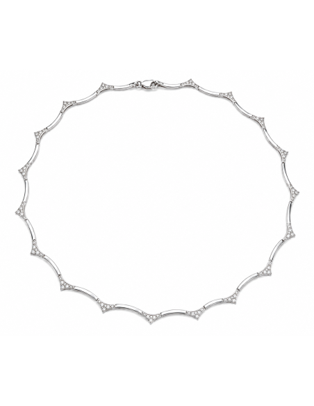 Collar para Mujer Articulada con Circonitas - Oro Blanco 18K