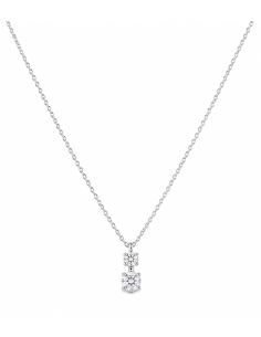 Collar para Mujer con Dos Circonitas - Oro Blanco 18K