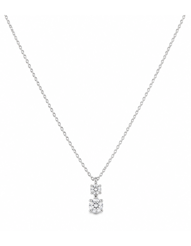 Colgante de Oro blanco 18K con Dos Circonitas